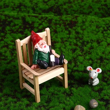 1:12 Domček Pre Bábiky Mini Drevené Stoličky, Záhradný Park Dvojité Stoličky Nábytok Dekor Hračka