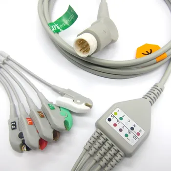One-piece EKG kábel s 5leads,CLIP, kompatibilné pre Ph*l*ps VM,VM6.VM8 pacienta monitor