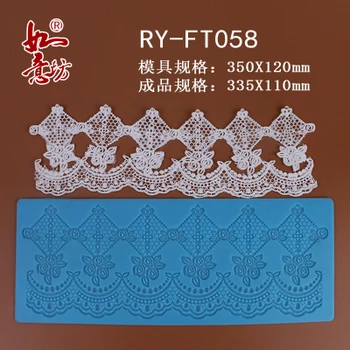 Ry-ft058 potravinársky silikón plesne 35X12cm Kvet cukru čipky mat dekorácie pre cupcake pečenie ware cukru plavidlá plesní