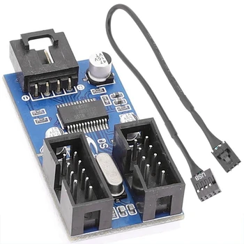 ABGZ-Male 1 Až 2 Samica 9Pin USB 2.0 Hlavičky Predlžovací Kábel Karty Doske Hub Adaptér