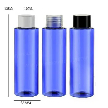 24 x 100 ml Cylinderical DIY Kobaltová Modrá Ploché Ramenný Plastové Krém, Šampón a Sprchový Gél Fľašu