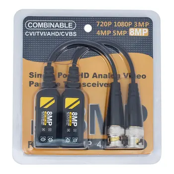 8MP BNC Video Balun Koaxiálny Konektor pre Prenos 4K Pasívne Twisted Pair, CCTV Kábel Podporu AHD/CVI/TVI Fotoaparát