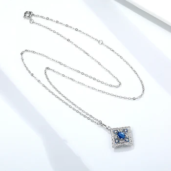 SILE Luxusné Šperky Ženy 925 Sterling Silver Prírodné Sapphire Blue Drahokam Prívesok Náhrdelníky Strany Svadobné Datovania Choker Jewel
