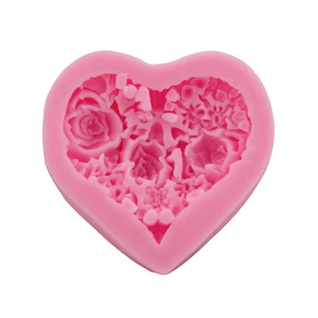 1pc 3D Rose Silikónové Tortu Formy Srdce Tvar DIY Tortu Fondant Zdobenie Plesne Sugarcraft Pečenie Nástroje