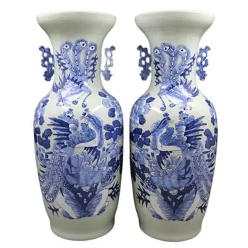 Qing Dynastie Kangxi Modrá A Biela Vázy Starožitnosti Keramika Porcelán Domáce Dekorácie, Ozdoby Retro Kolekcia Doplnkov