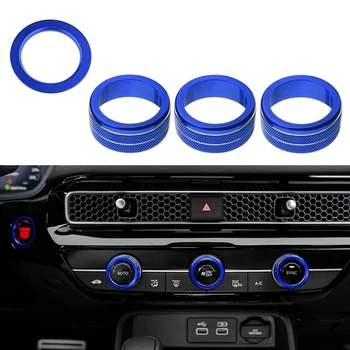 4PCS klimatizácia Objem AC Gombík Kryt Tlačidlo Štart Spínač Kryt Trim Krúžok Príslušenstvo pre Honda Civic 2022 Modrá