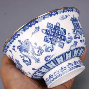 Čínsky Štýl, Modré a Biele Porcelánové kambodžskom phnom Penh Osem Pokladov Sľubný Vzor Misy Remesiel Výrobkov pre Domácnosť, Dekoračné predmety