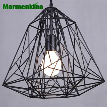 Marmenkina Tvorivé diamond E27 Prívesok Svetlá Čierna Železa priemyselné svietidlo vintage Loft retro štýl svetlo bar jedáleň svetlo
