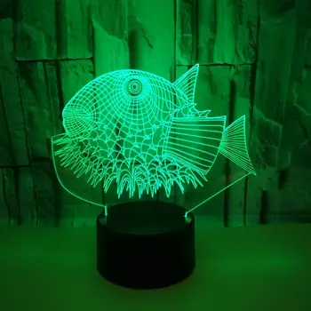 Ryby 3D LED Noc Lampa Stolná Lampa 3D Optické Ilúzie Lampy, Nočné Osvetlenie, 7 Farieb Zmena Domova Darček Hračky pre Chlapcov a Dievčatá