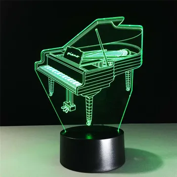 3D USB LED Lampa 7 Farieb Hudobný Nástroj Retro Klavír Žiarovka Hudobník Darček Dieťa Spálne Dekorácie Elegantné Nočné Osvetlenie RGB Lava