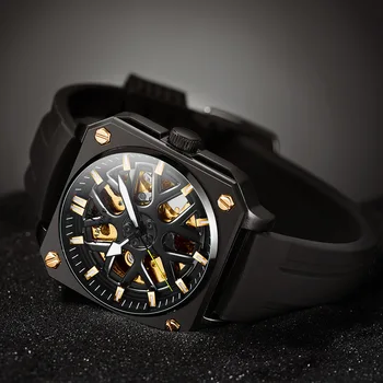 Pánske plne automatické mechanické hodinky luxusné módne trend nepremokavé svetelný duté von pánske Hodinky Reloj Hombre