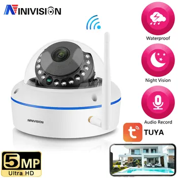 Tuya Smart IP Kamera WIFI Vonkajšie Nočné Videnie CCTV Dome Kamera Pohybu Detec Nepremokavé 5MP Home Security Kamera