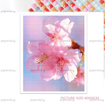 5D Diy Diamond Maľovanie Peach Blossom Čerešňový Kvet Plný Vrták Výšivky Cross Stitch Mozaiky Súpravy Domáce Dekorácie, Darčeky Dizajn