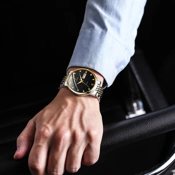 Klasické Jednoduché Nehrdzavejúcej Ocele, Quartz náramkové hodinky Módnej Značky Business pánske Hodinky s Svietiace Ručičky Relogio Masculino
