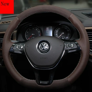 Ručné stitched Semiš Kožené Auto Volant, Kryt pre Volkswagen Tiguan L Sharan Touareg Teramont Auto Príslušenstvo