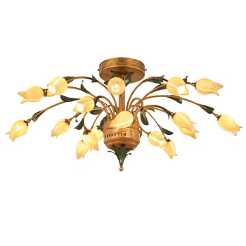 Nordic obývacia izba sklo kvet stropné lampy, spálňa princess romantický teplé a tvorivé osobnosti villa Americkej krajiny lampa