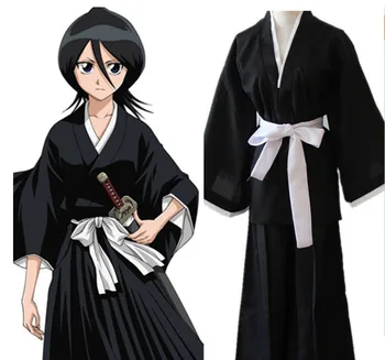 Cosplay Kostýmy Anime Bleach Rukia Kuchiki Kurosaki Ichigo Black Haori Župan Oblečenie Samuraj Kimono Jednotné