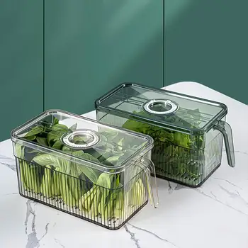 Transparentné Úložný Box Veľkú Kapacitu Načasovanie Čerstvé-vedenie Box Ovocia, Zeleniny Ostrejšie S Rukoväť Kuchynské Doplnky