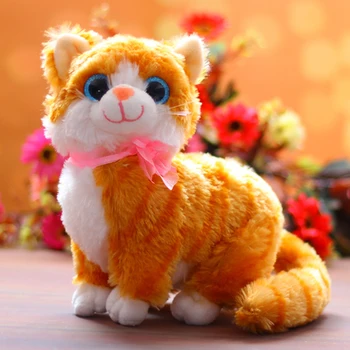 O 25 cm žltá Tiger model cat plyšové hračky roztomilý drepe kitty mäkká bábika darček k narodeninám w0335