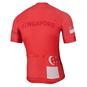 Singapur 2022 Nové Vonkajšie Letné Cyklistické Dresy Nastaviť Prispôsobené Bicykel Mountain Road Race Topy Červená Cyklistické Nastaviť Priedušná Gél Pad