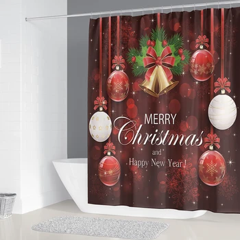 Veselé Vianoce Bell Vytlačené Sprchové Závesy Vianočné Tému Festivalu Párty dekorácií v Kúpeľni Vaňa Záves s 12 Háčiky