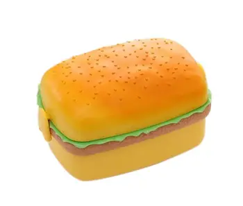 Nový Roztomilý Hamburger Dvojité Tier Lunch Box Burger Bento Box Lunchbox Deti, Škola, Potraviny Kontajner Stolový Set s Vidlica Deti