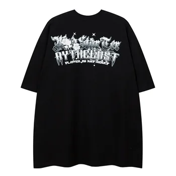 Hip Hop Mužov Nadrozmerné T-Shirts Komiksu, Anime Chlapec Print T Shirt Ležérny Top Módne Tees Lete High Street Streetwear Oblečenie