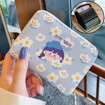 Japonské Anime Multi-layer Držiteľa Karty Bežné Vintage Kreditnej Karty Držiteľ Sladké Zip Až Veľké Kapacity Ženy, Peňaženky, Dámske Peňaženky