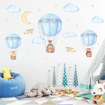 Zviera teplovzdušný balón stenu Nálepka pre deti izby škôlky, pozadia, tapety, dekorácie, Nástenné Art Obtlačky Cartoon nálepky