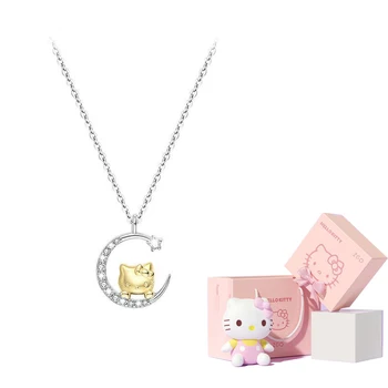 Sanrio Dobrý deň, Kittys Kawaii Náhrdelník Mincový Striebro Luxusný Premium Exkluzívnej darčekovej krabičke, plyšové hračky Roztomilé Doplnky, Darčeky