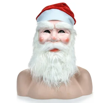 Vianočné Dodávky Pvc Mužov a Žien Plyšové Santa Claus Maska Vianočné Hat Maškaráda Strany Rekvizity