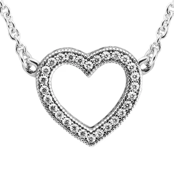 Milujúci Srdce Náhrdelníky a Prívesky s jasnými CZ 925 Sterling Silver Šperky Pre Ženy Doprava Zadarmo 13N031