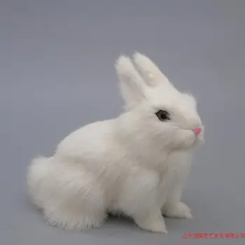 Simulácia roztomilé biele drepe králik 18x16cm model polyetylénu&kožušín králik model domáce dekorácie, rekvizity ,model darček d539