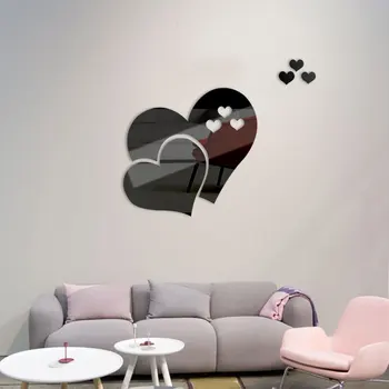 5 KS Láska Srdce Akrylových 3D Zrkadlo na Stenu-Nálepky Nástenné Art Stenu Vymeniteľné Wc Samolepky pre Spálne, Kúpeľňa Domova