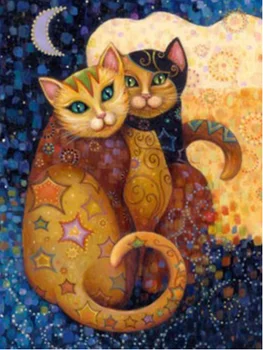 5D Diamond Maľovanie Plný Vrták Kolo Kreslených Mačka Výšivky Zvieratá Cross Stitch Súprava Diamantových Mozaiky Vyšívanie