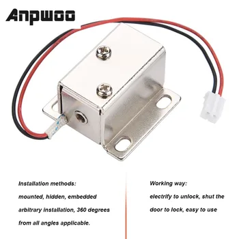 ANPWOO DC12V Elektromagnetický Elektromagnetické Elektrického Zámku riadenia Prístupu pre Dvere Skrine Zásuvkové
