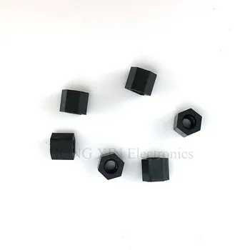 M3*5 5mm čierny nylon Čierny Nylon Hex Žena-Žena Prázdnemu Dištančné Závitové Šesťhranné Dištančné Prázdnemu Dištančné značky 1 ks