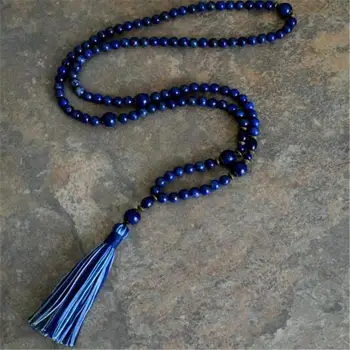 6 mm Lapis lazuli Drahokam 108 Korálok Strapce Malá Náhrdelník modliť Zápästie prírodné MNÍCH Žehnaj energie Šťastie, Ručné jogy Uzdravenie putá