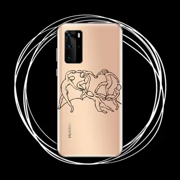 Jednoduché línie Telefón Prípade Transparentné pre Huawei P20 P30 P40 lite pro P smart 2019 česť 8x 10i