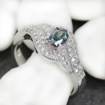 Fleure Esme luxusné módne svadobné prstene pre mužov a ženy dropshipping Rainbow Cubic Zirconia Ródium Á R3146 veľkosť 6 7 8 9