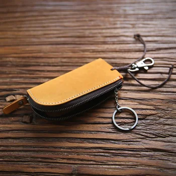 Vintage Pravej Kože Keychain Peňaženka Značky Dizajnér Tlačidlo Prípade Mužov Žena, Gazdiná Kľúče Organizátor Zahŕňa Kreatívne Mince Kabelku