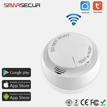 ALARMEST TUYA WiFi Smart Dymový Detektor Bezdrôtový Oheň Dymový Senzor Detektora inteligentný život app Silu tuya