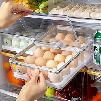 24 Mriežky Vajcia Úložný Box Vajcia Zásobník Kontajnerov Kuchyňa Chladnička Vajcia, Malé Ovocie A Zelenina Transparentný Zásobník