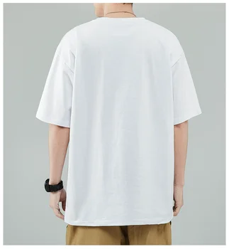 M1261-Krátke rukávy t-shirt pánske letné bavlnené tričko voľné top tričko s klesnutie tričko