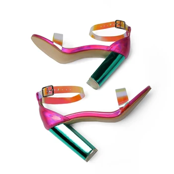 Perixir 2020 lete elegantné jedno slovo, pracka sandále kolo prst hrubé vysokým podpätkom sandále farebné sandále