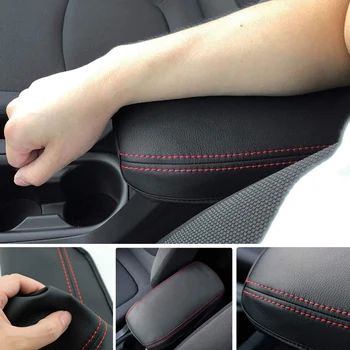 Lakťová opierka stredovej Konzoly Kryt lakťovej opierky Box Pad pre Toyota Corolla E210 2019 2020 Kožené Syntetické (Čierna s Červenou čiarou)
