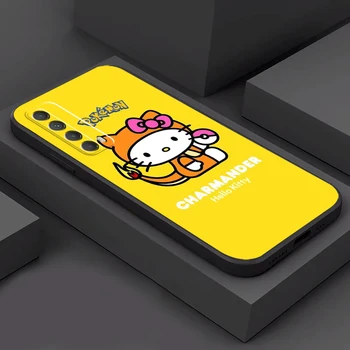 MINISO Hello Kitty Telefón puzdro Na Huawei P30 P40 Lite P20 Pro P Smart 2021 2020 2019 Z Funda Mäkké Carcasa Čierna