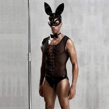 2022 Sexy Mužov Sexy Bielizeň z Jedného kusu nočný klub Výkon Bar Pól Tanečné predstavenie Oblečenie Gay Zábava Jednotné