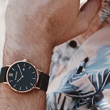 Binbond Náramkové hodinky Módne Ultra-tenké Automatické Podnikania Muži Hodinky Top Značky Luxusné 30 M Nepremokavé pánske Jednoduché Quartz Hodinky