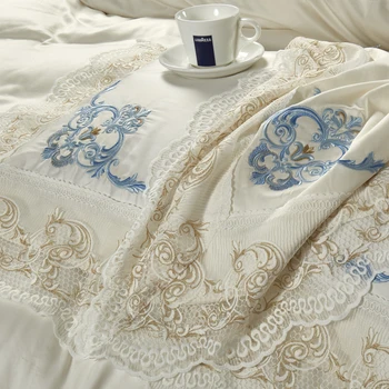 2018 posteľná bielizeň z Egyptskej bavlny čipky posteľná bielizeň sady luxusných Koruny výšivky posteľ list nastaviť darček dospelých posteľná bielizeň nastaviť kráľovná/king size